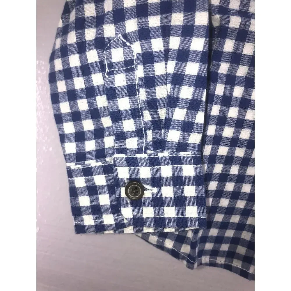 NWT Cat & Jack Boys' Blue Gingham Plaid Button Down Top Baby Size 12 Months - Picture 5 of 7